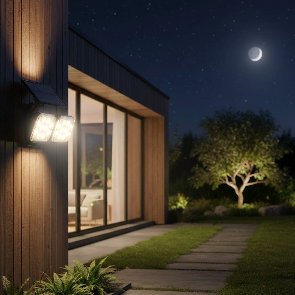 LAMPARA LED CON SENSOR DE DOS CABEZAS