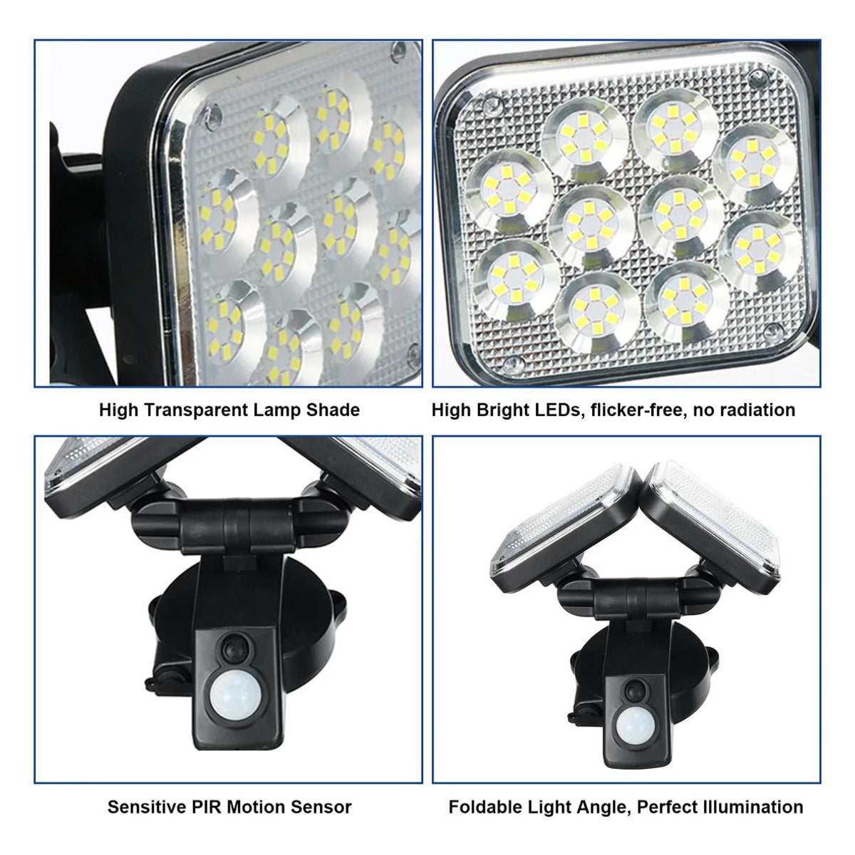 LAMPARA LED CON SENSOR DE DOS CABEZAS